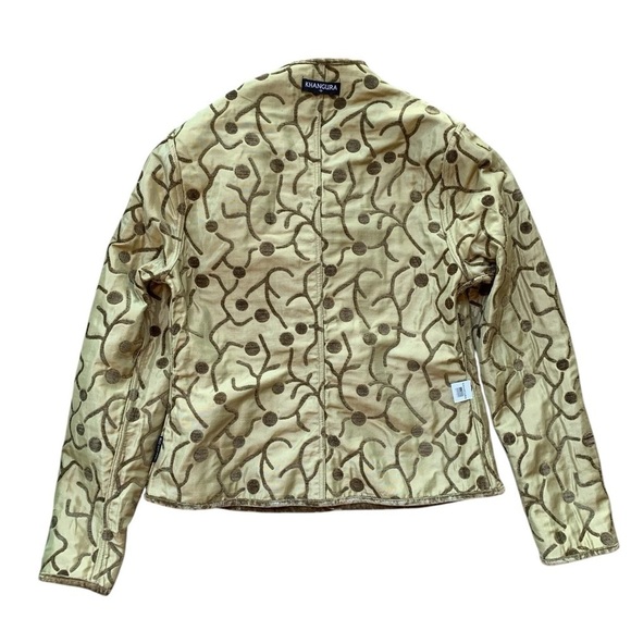 Khangura Reversible Tapestry Dot Print Art Wear Jacket Brown Beige Size Small - Picture 4 of 9